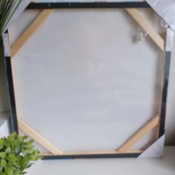 DECORATIVE WALL ART BLUE ABSTRACT STRTCHED CANVAS PAINTING   24 x 24  NWT - Picture 3 of 4